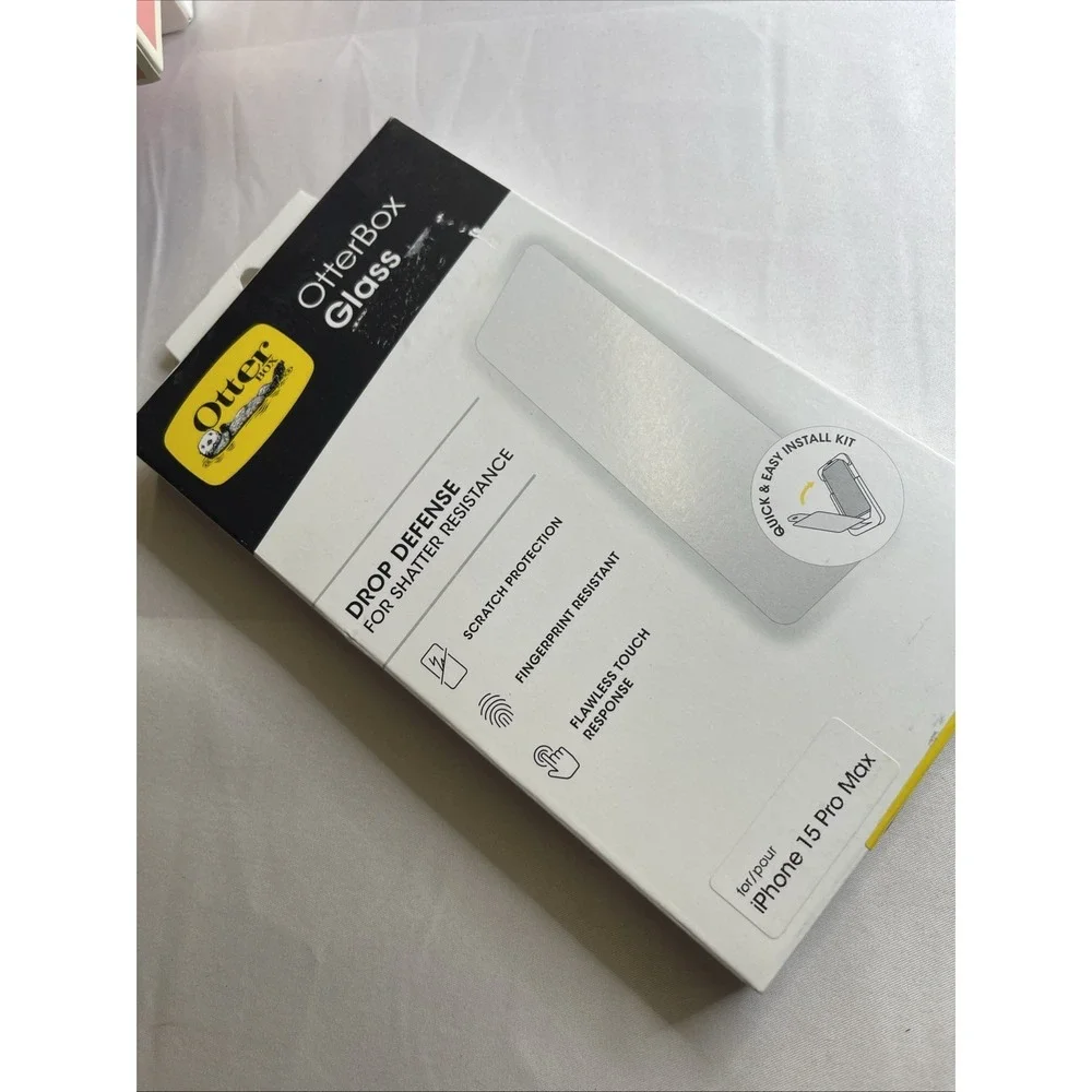 OtterBox Glass Screen Protector iPhone 15 Pro Max Tempered 9H Drop Defense Clear